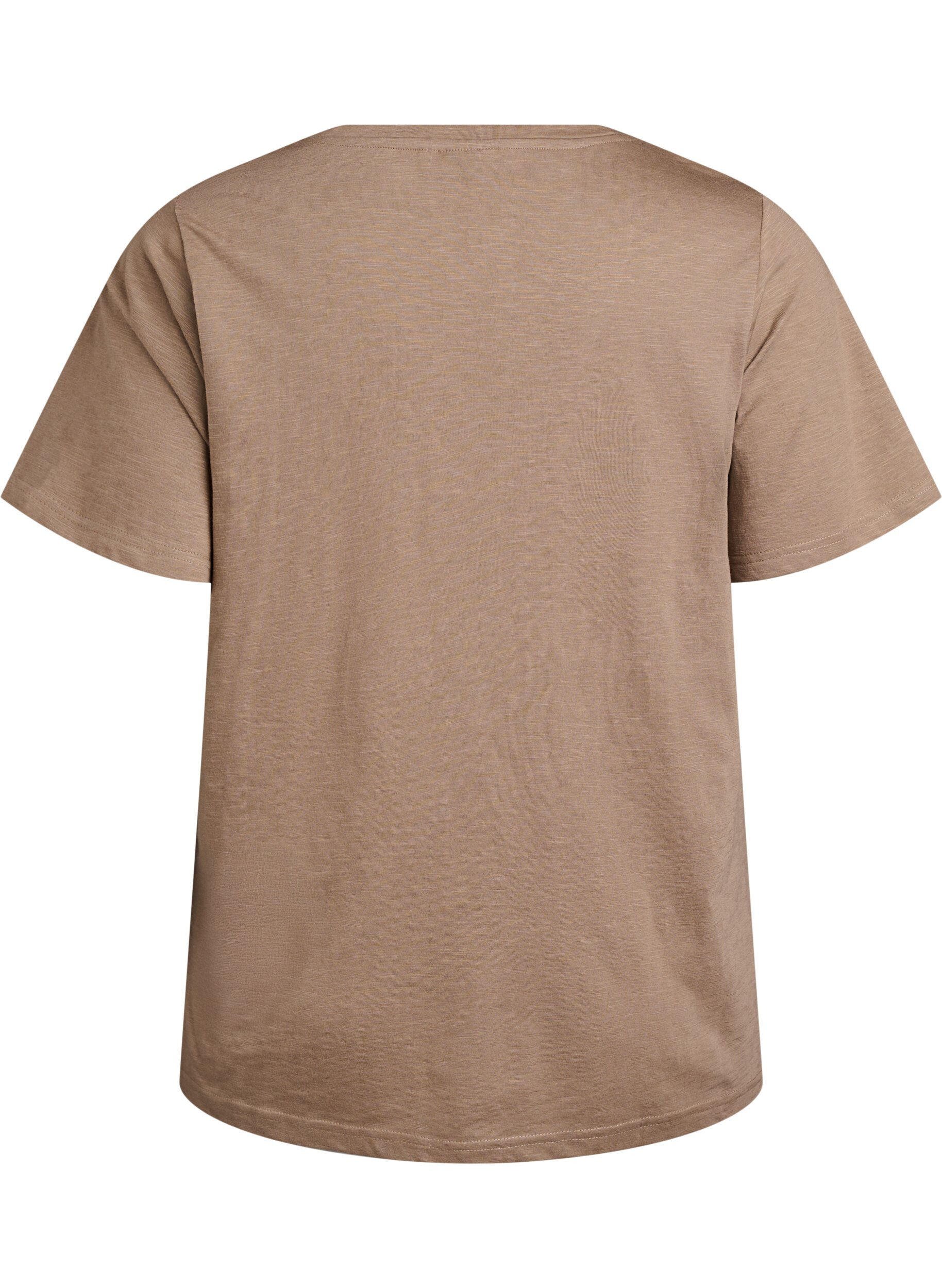Zizzi Kurz&auml;rmeliges Basic T-Shirt mit V-Ausschnitt, Braun, Packshot image number 1
