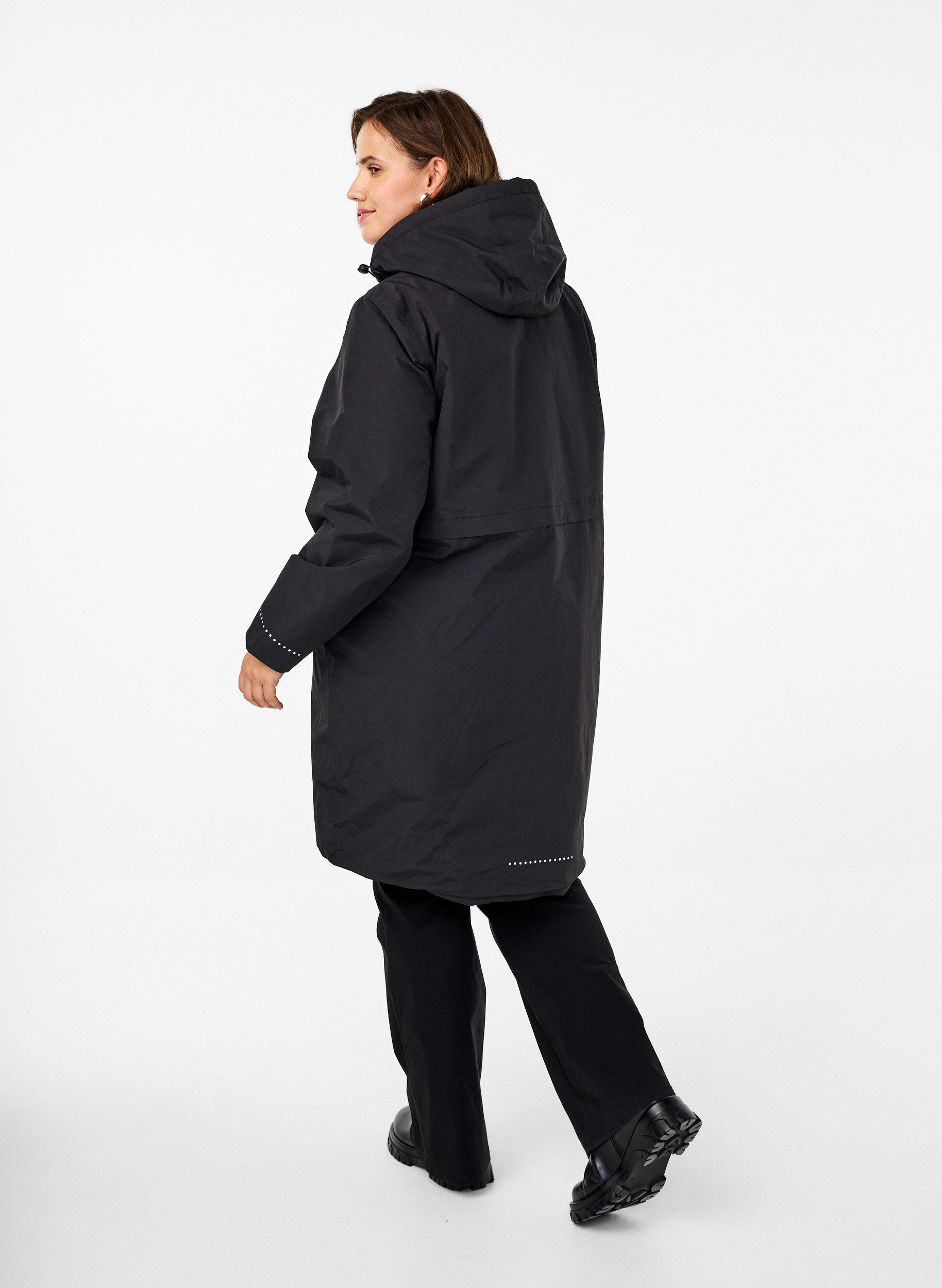 Zizzi Funktionaler Parka mit reflektierenden Details, Black, Model image number 1