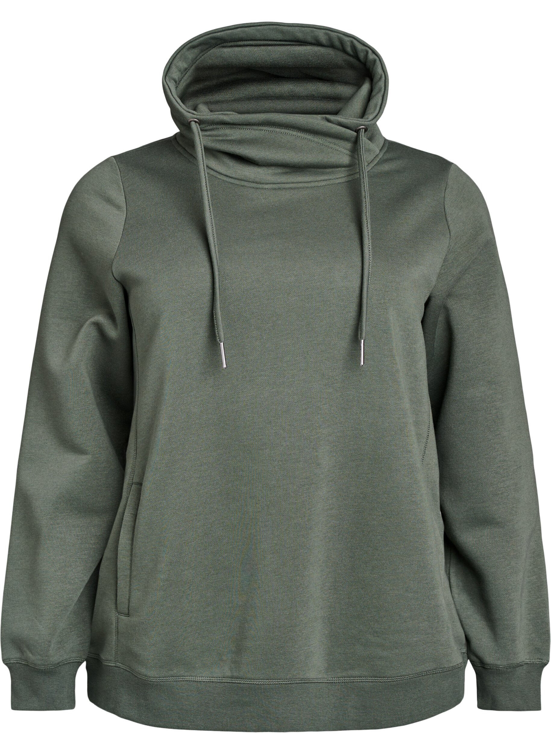 Zizzi FLASH - Sweat &agrave; col montant et poches, Vert, Packshot image number 0