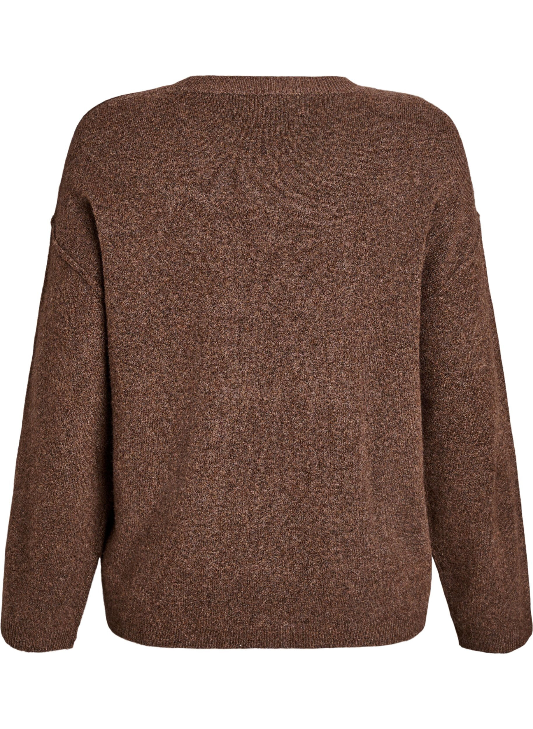 ZizziPull ample en maille avec coutures apparentes, Marron, Packshot image number 1