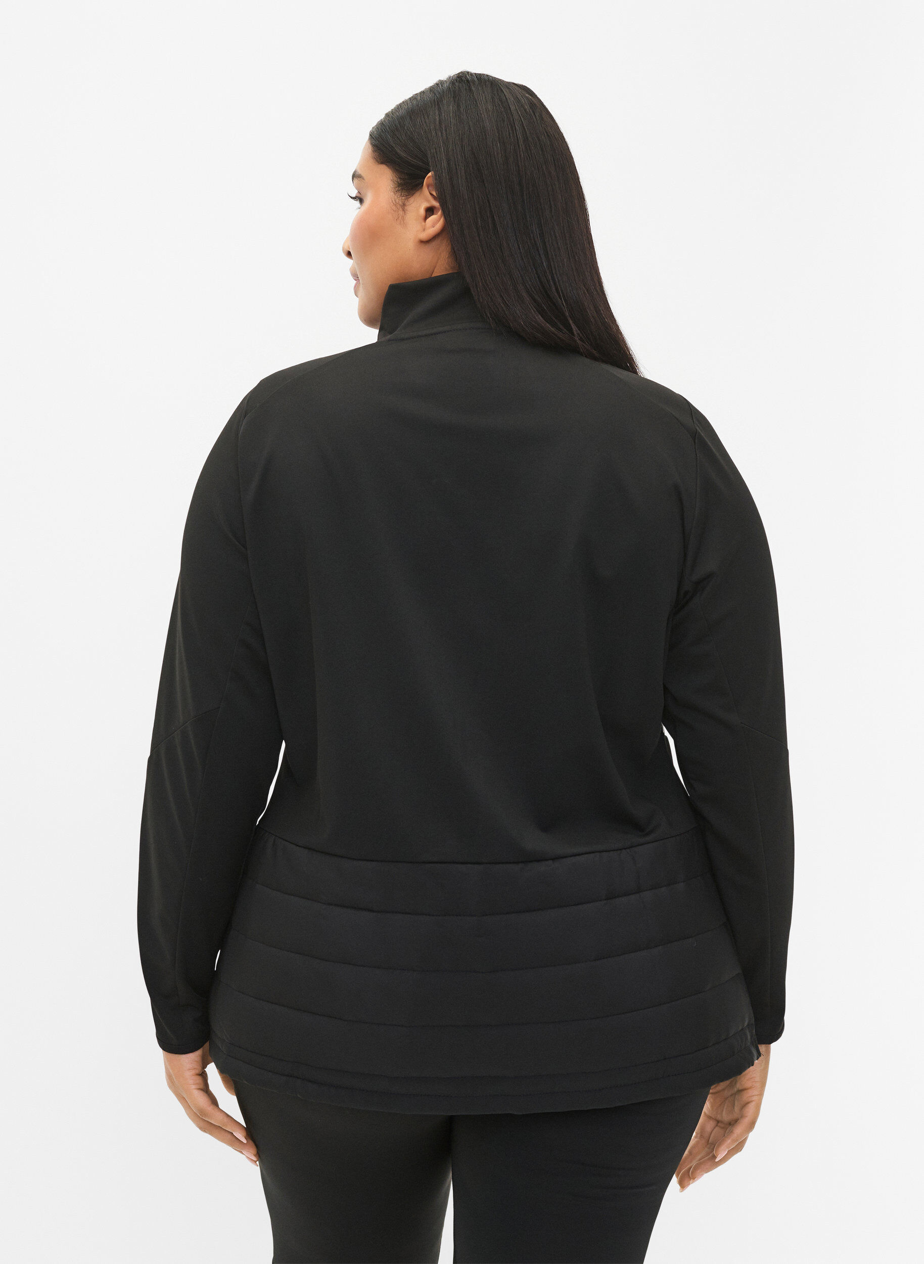 Zizzi Cardigan pour le sport avec rembourrage et fermeture &eacute;clair, Black, Model image number 1