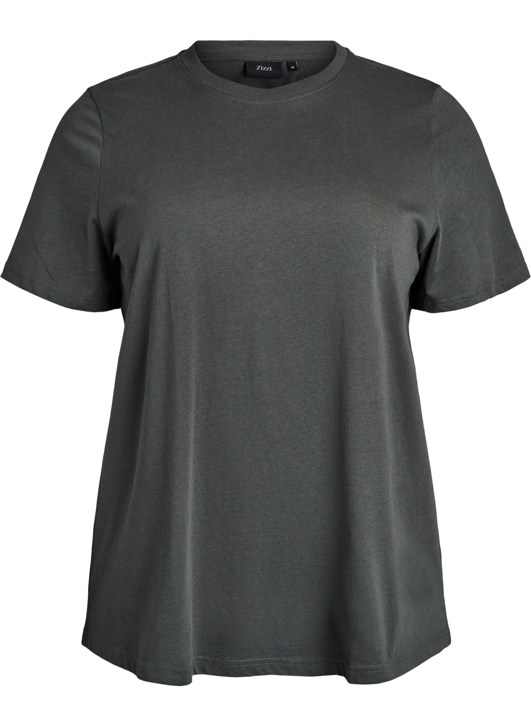 Zizzi Basic-T-Shirt aus Baumwolle mit Rundhalsausschnitt, Gr&uuml;n, Packshot image number 0