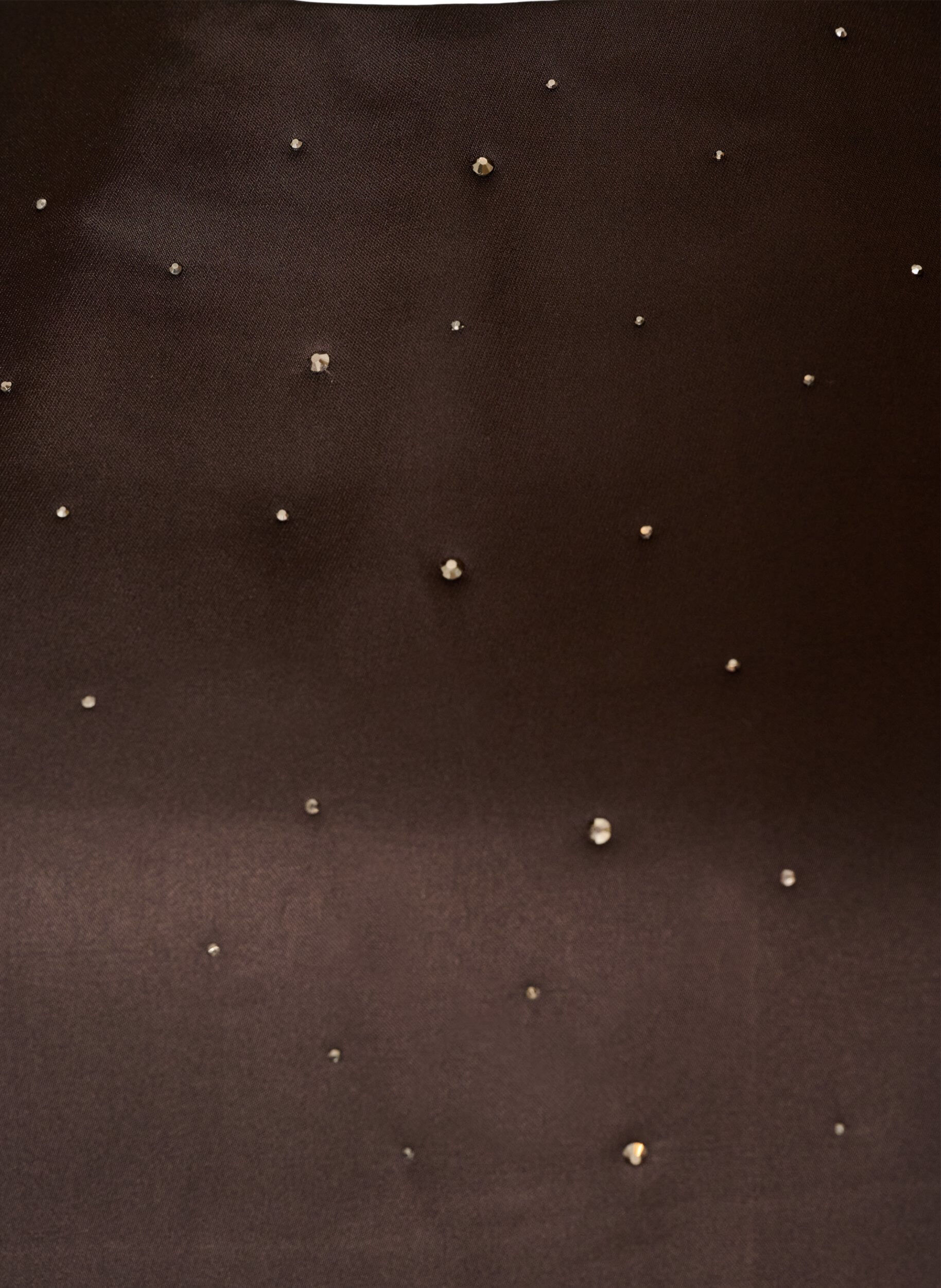 ZizziBlouse en satin avec strass et manches au coude, Marron, Packshot image number 2