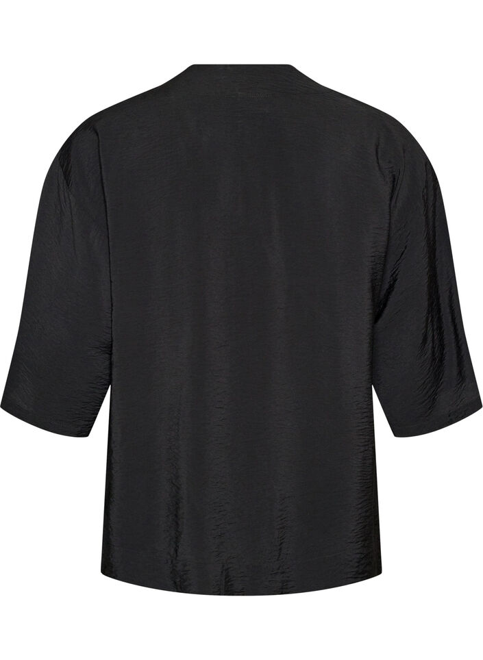 Kurzer Kimono aus Viskose mit 3/4-&Auml;rmeln, Schwarz, Packshot image number 1