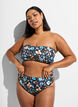 Haut de bikini bandeau &agrave; imprim&eacute; floral, Bleu, Model image number 1