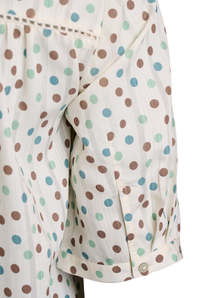 Blouse imprim&eacute;e &agrave; manches 1/2, Blanc, Packshot image number 3