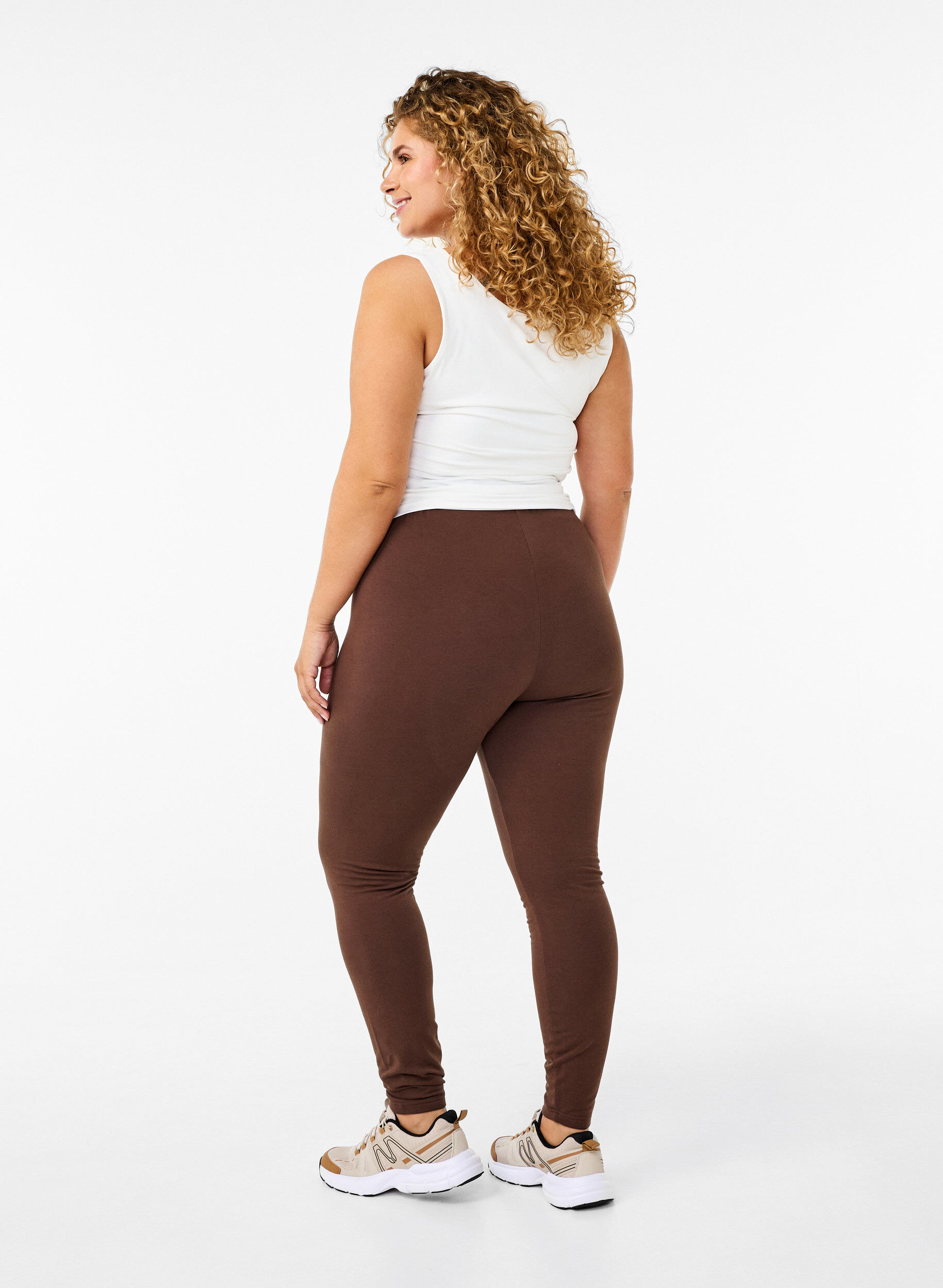 Zizzi Gef&uuml;tterte Baumwollleggings., Braun, Model image number 1