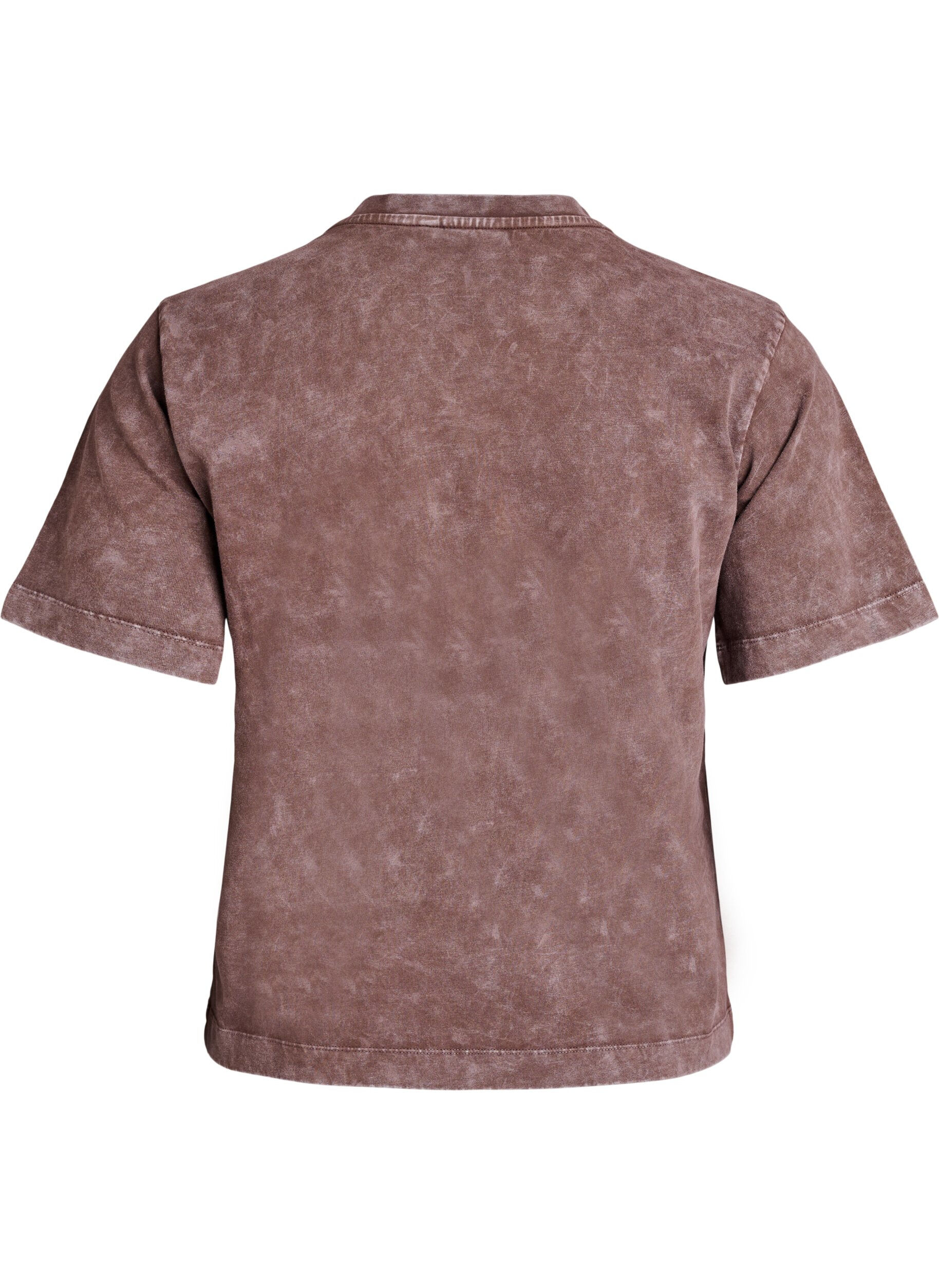 Zizzi T-shirt en coton avec imprim&eacute; devant, Marron, Packshot image number 1