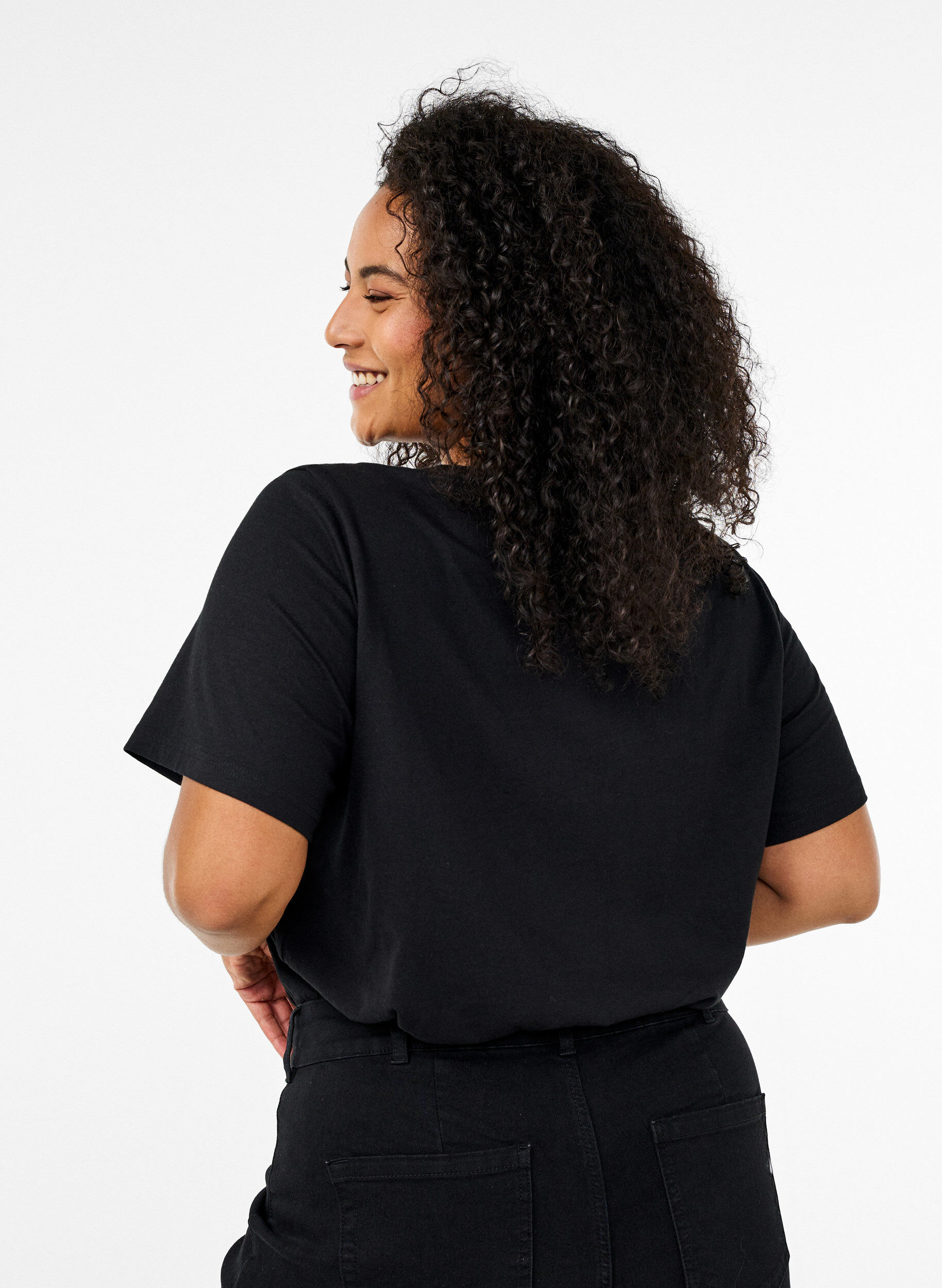 Zizzi FLASH - T-Shirt mit Print, Schwarz, Model image number 2