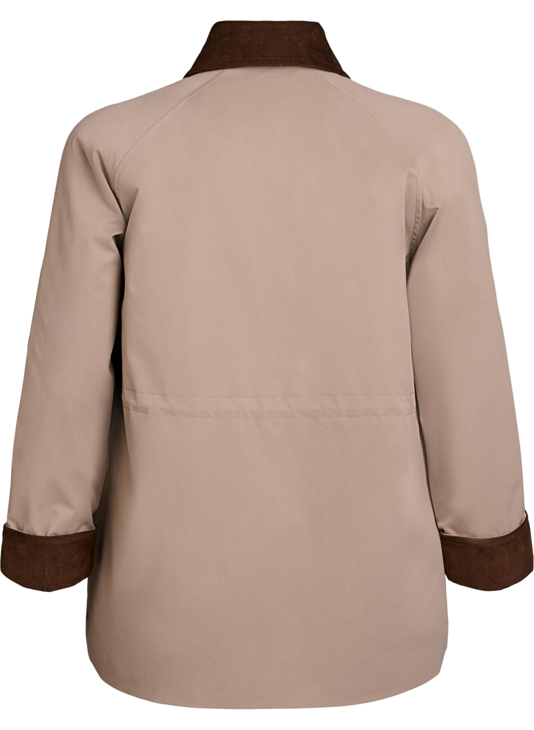 Zizzi Fr&uuml;hlingsjacke mit kontrastierenden Corddetails, Desert Taupe, Packshot image number 1