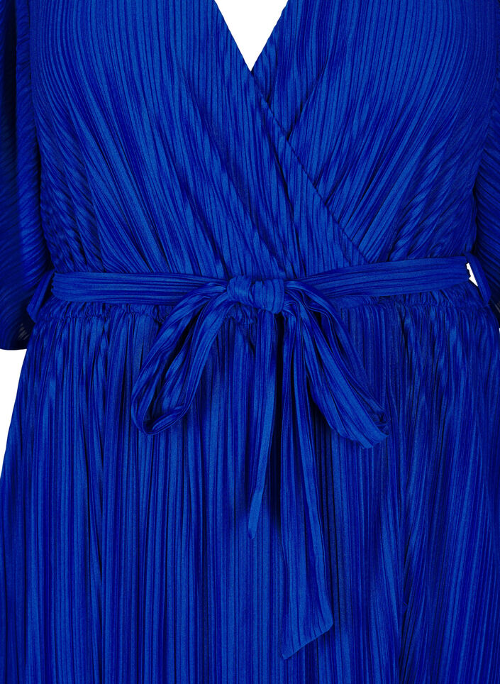 Robe midi pliss&eacute;e avec manches chauve-souris, Bleu, Packshot image number 2
