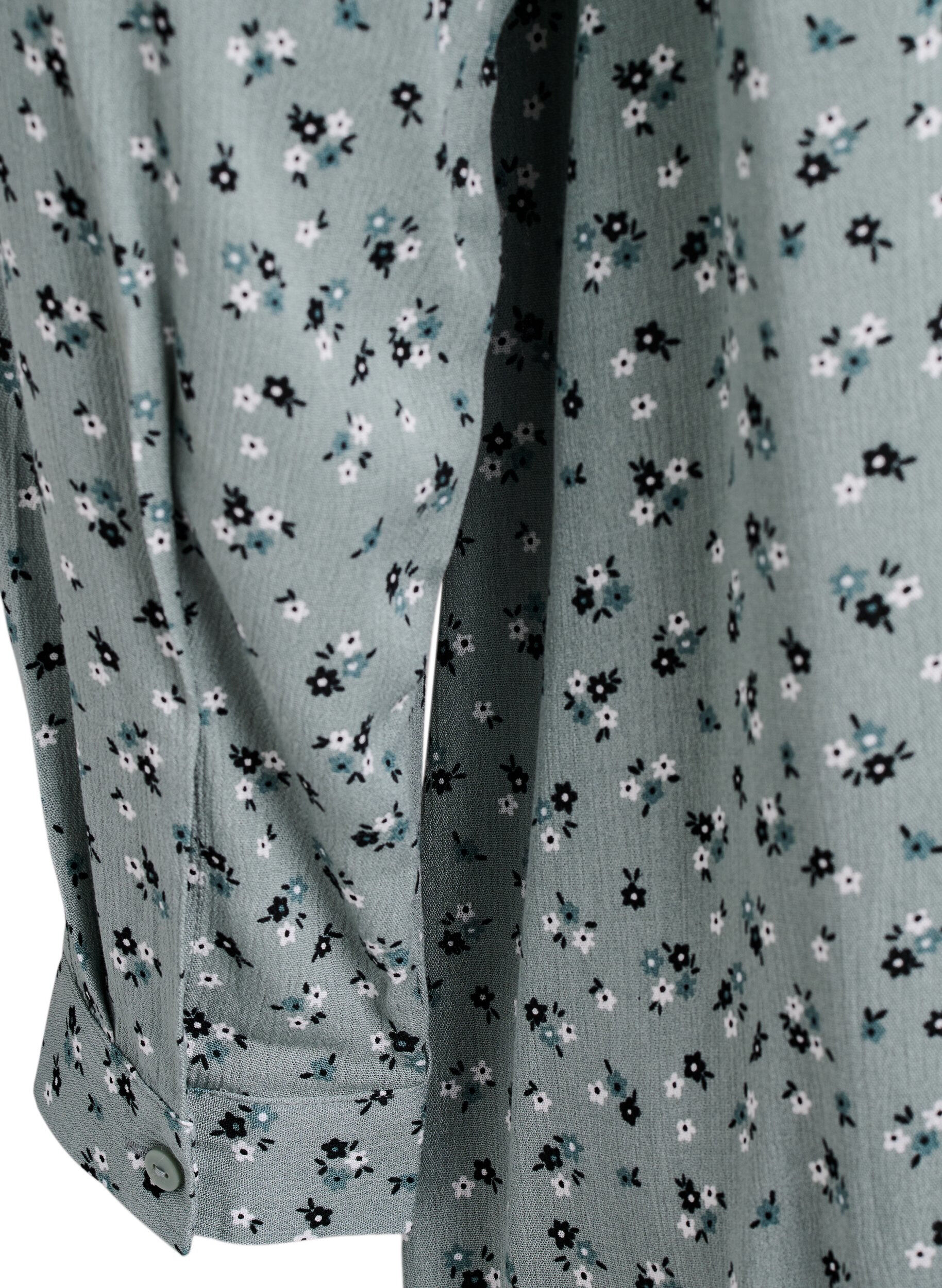 Zizzi Lange Bluse mit gebl&uuml;mtem Print, Gr&uuml;n, Packshot image number 3