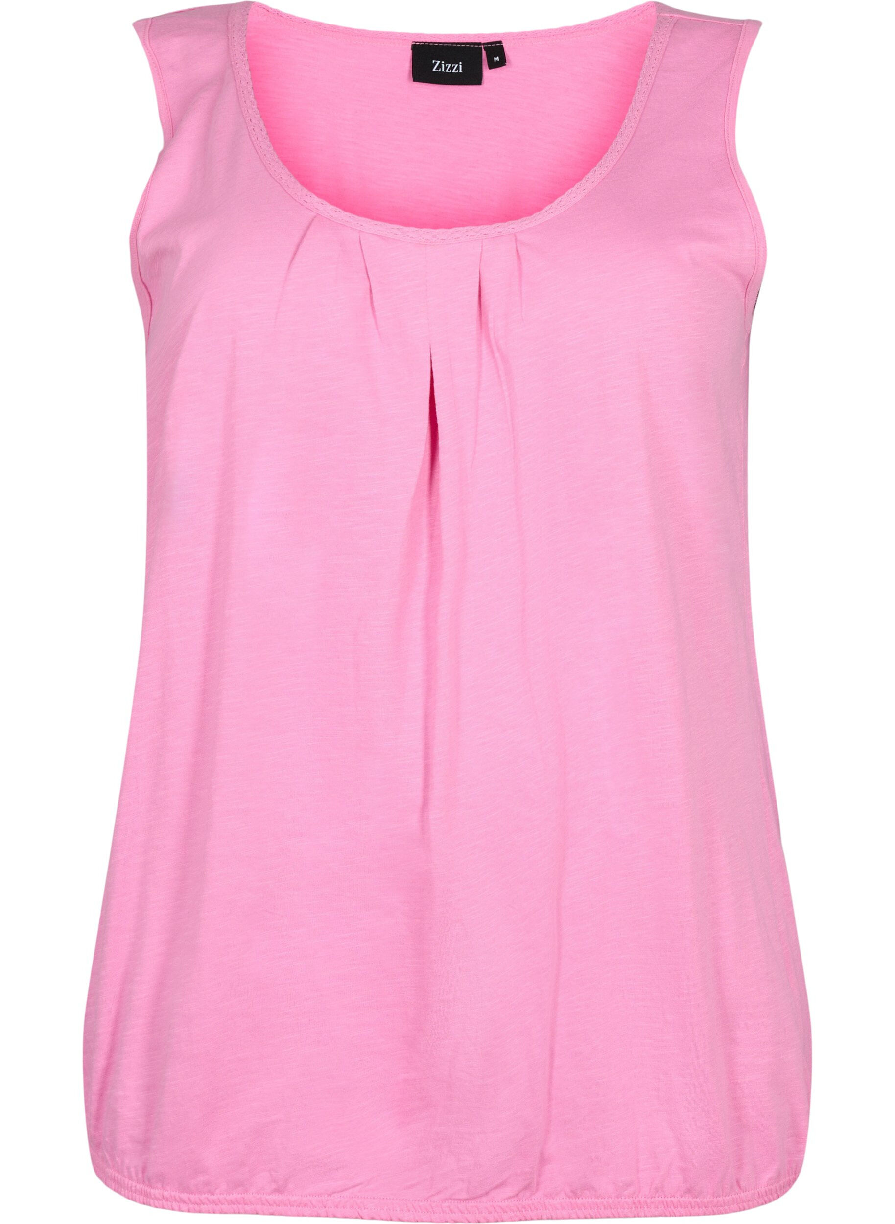 Zizzi 2er-Pack Tops aus Baumwolle mit Spitzenrand, Rosebloom / Black, Packshot image number 2