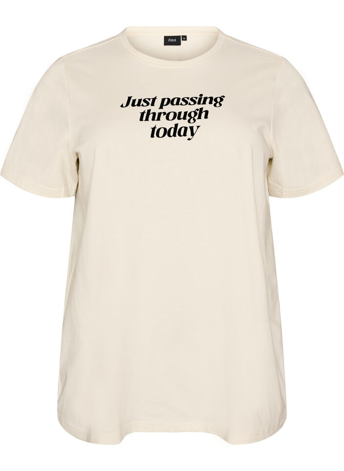 T-Shirt aus Baumwolle mit Textprint, Wei&szlig;, Packshot image number 0