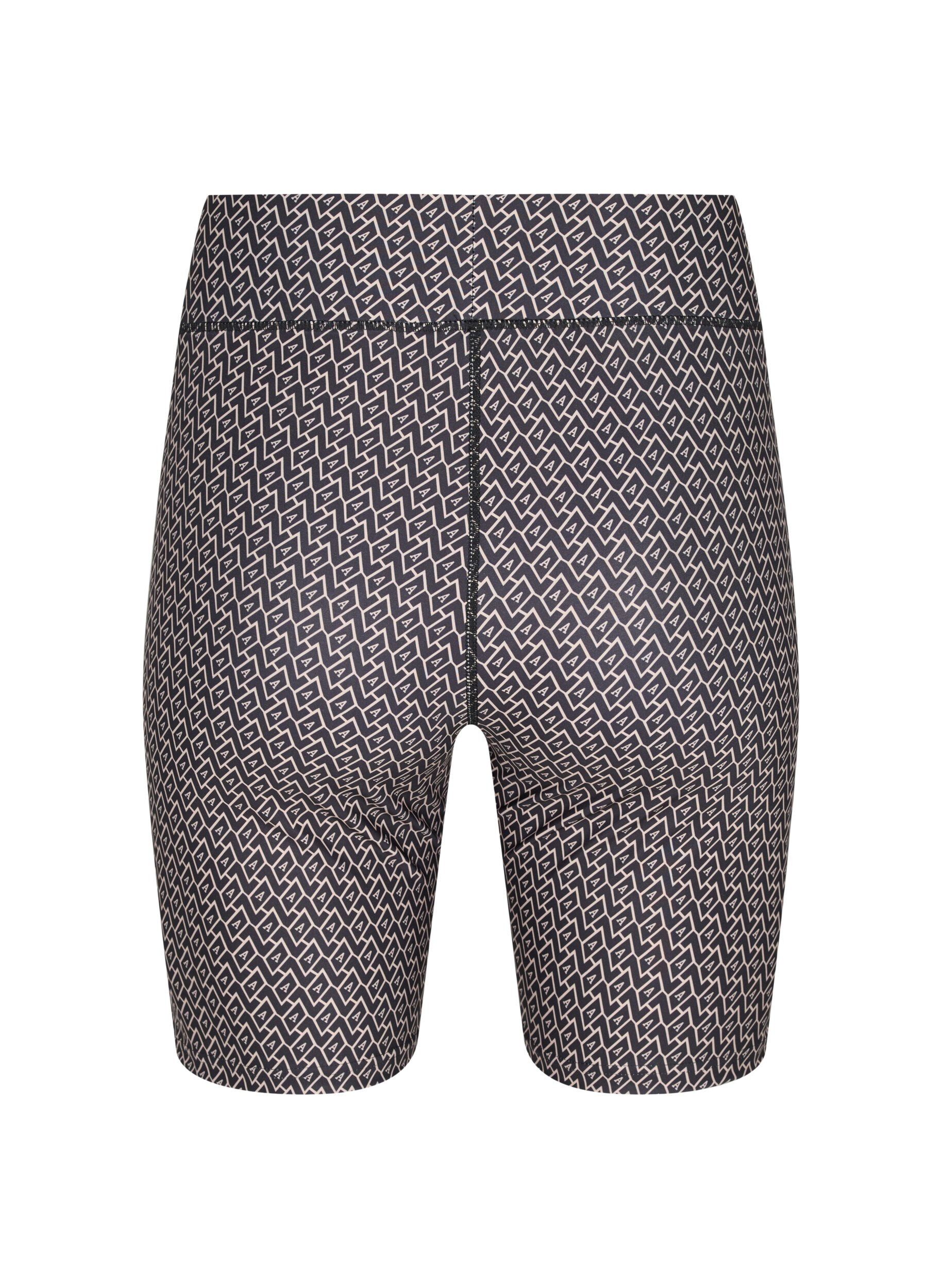 Zizzi Trainingsshorts mit Print, Black w. Text Print, Packshot image number 1