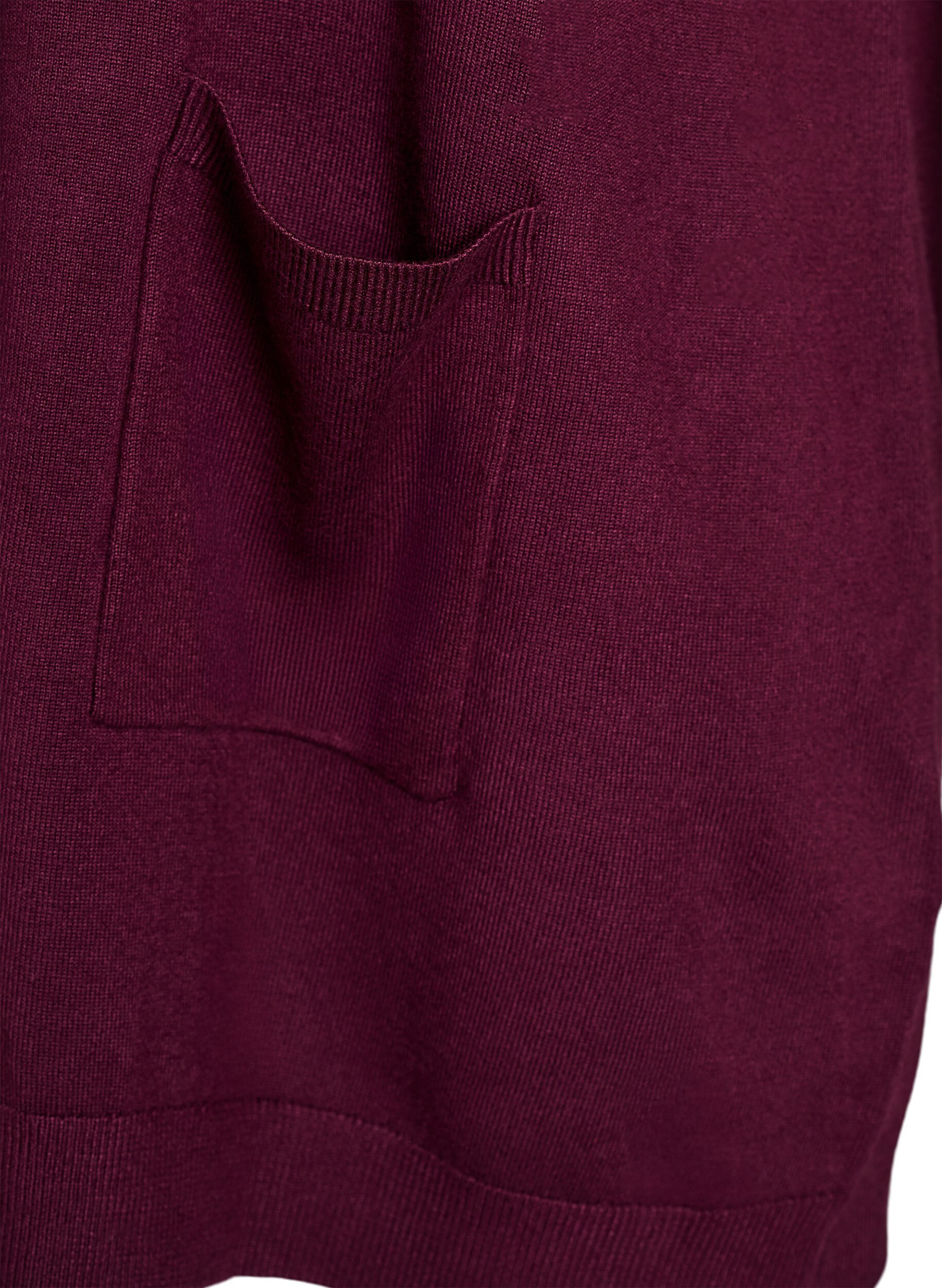 ZizziLong cardigan tricot&eacute; en m&eacute;lange de viscose, Bordeaux, Packshot image number 2