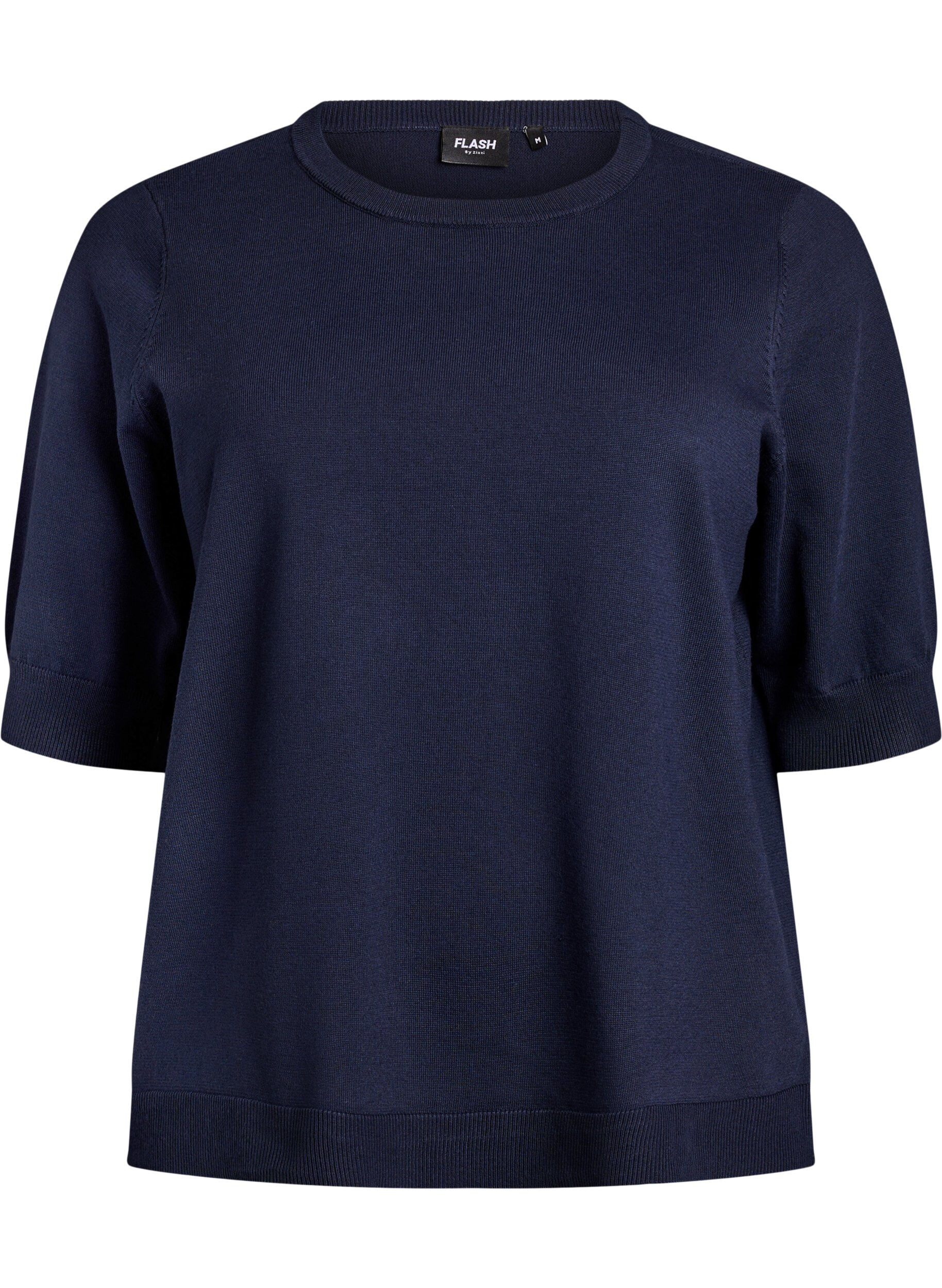 FLASH - Blouse en fine maille &agrave; manches courtes