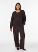 Strickbluse mit strukturiertem Lochmuster, Braun, Model image number 1