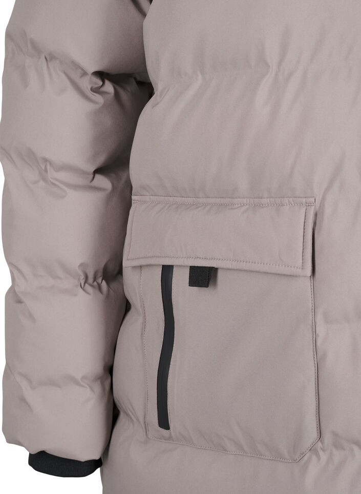 Puffermantel mit Kapuze und Taschen, Beige, Packshot image number 3