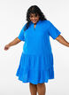 Robe courte &eacute;vas&eacute;e en mousseline de coton, Bleu, Model image number 3