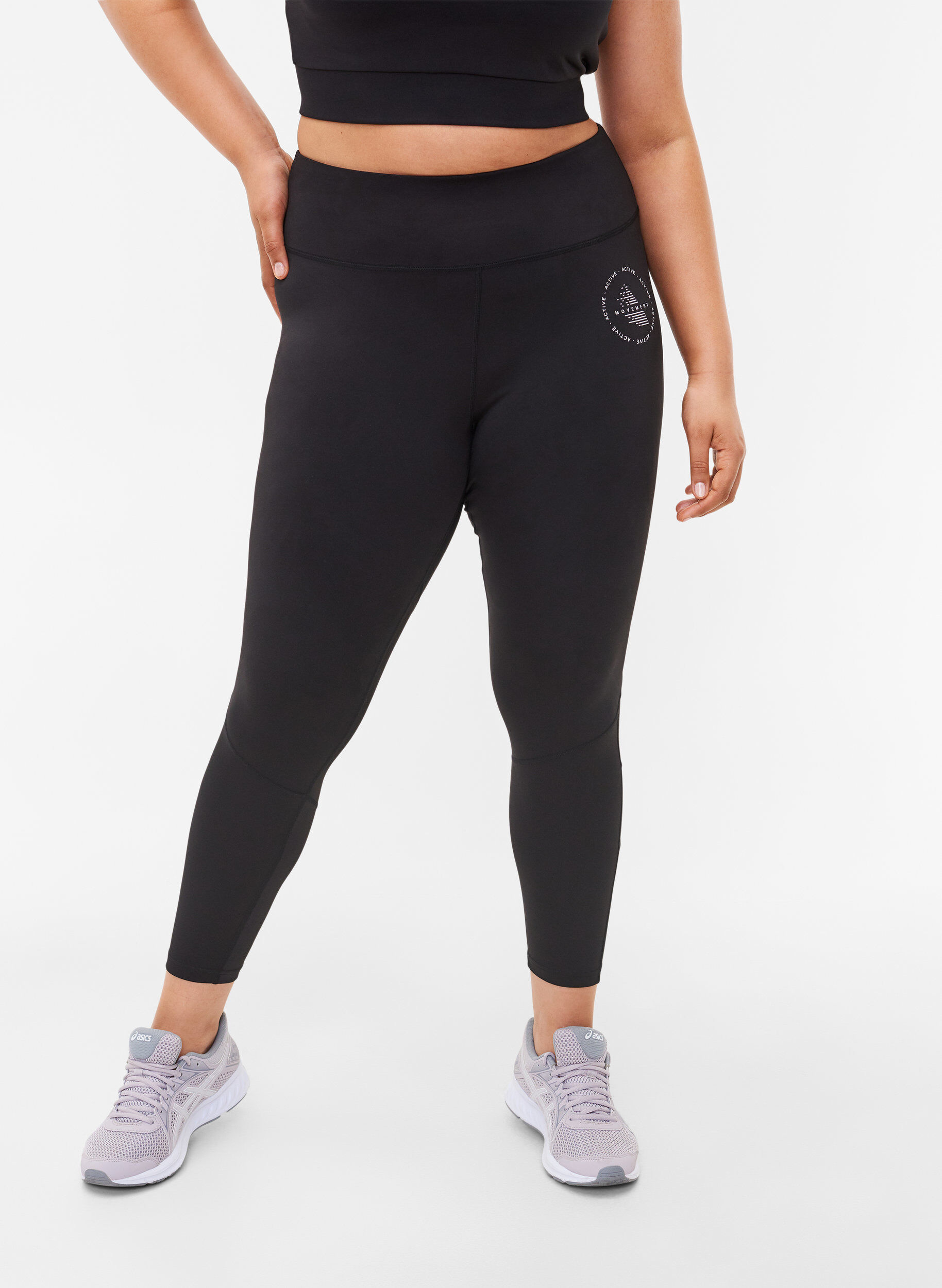 Zizzi Unifarbene Fitness-Leggings, Black, Model image number 0