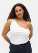 Top asymétrique en coton, Bright White, Model image number 0