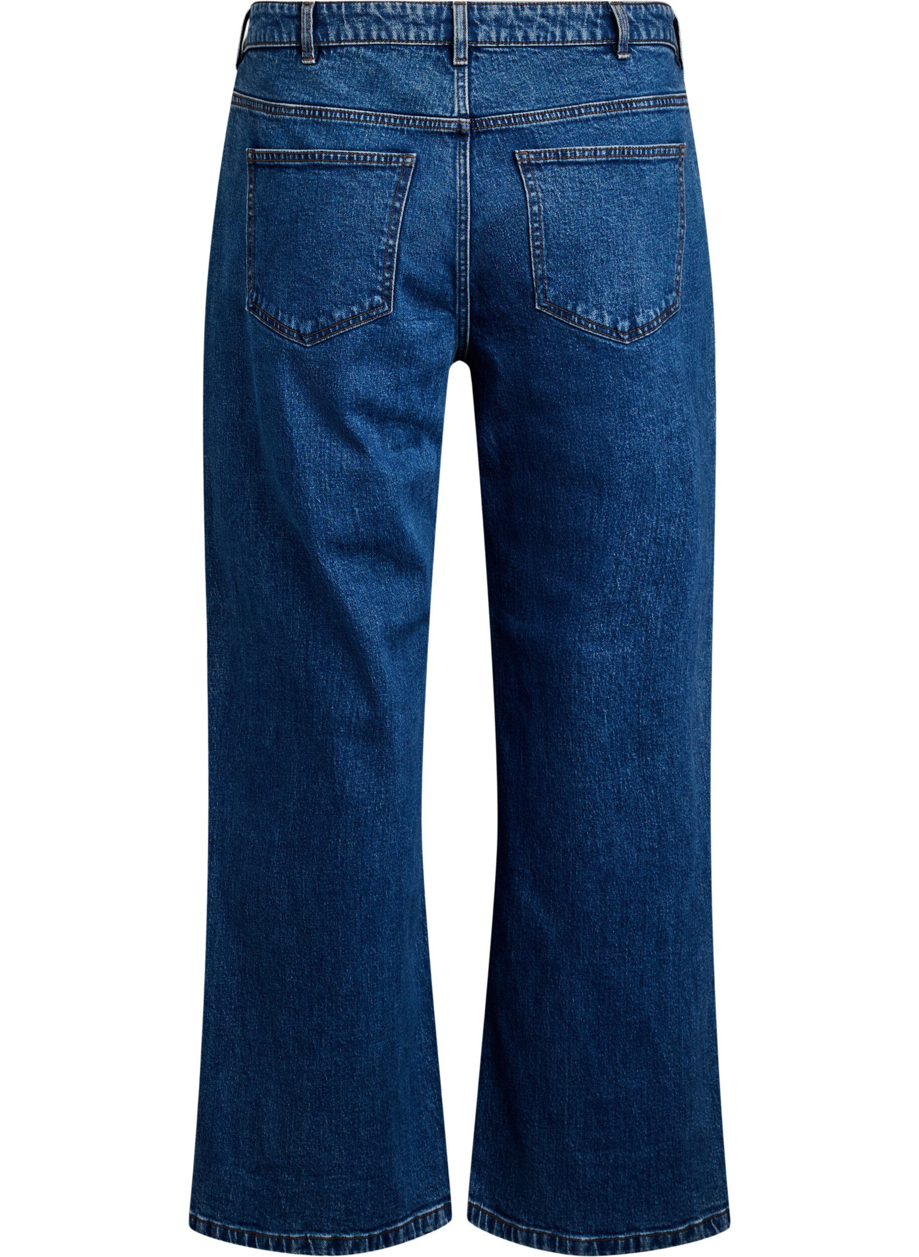 Zizzi Jeans mit weitem Bein und hohem Bund, Blau, Packshot image number 1
