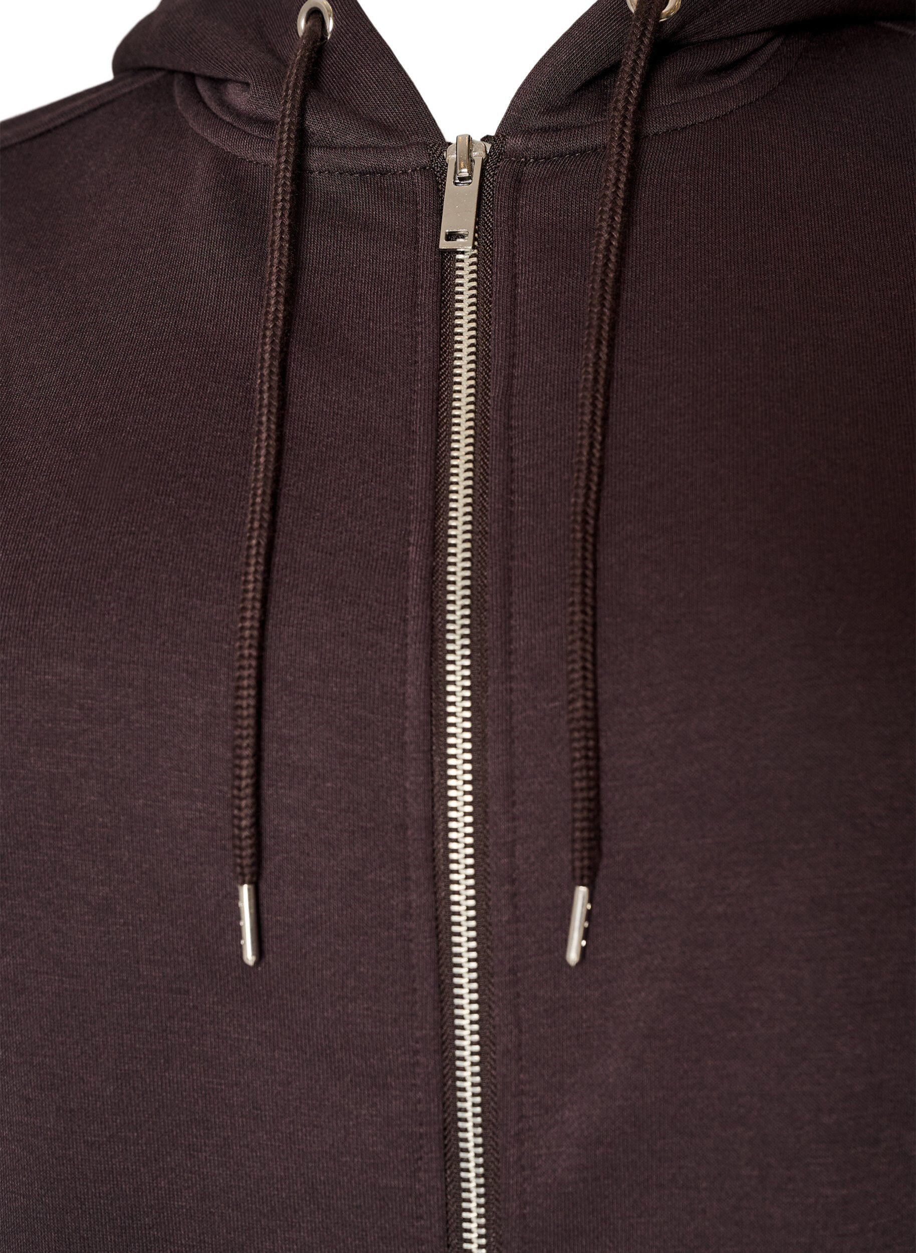 ZizziKapuzensweatshirt mit Rei&szlig;verschluss und Taschen, Braun, Packshot image number 2