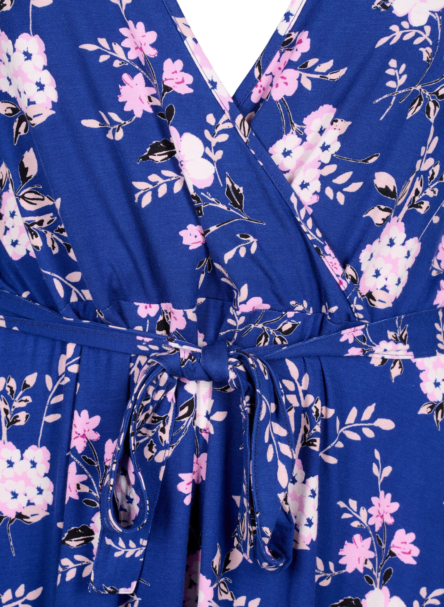 Zizzi Robe portefeuille en viscose &agrave; manches courtes, Bellwether AOP, Packshot image number 2