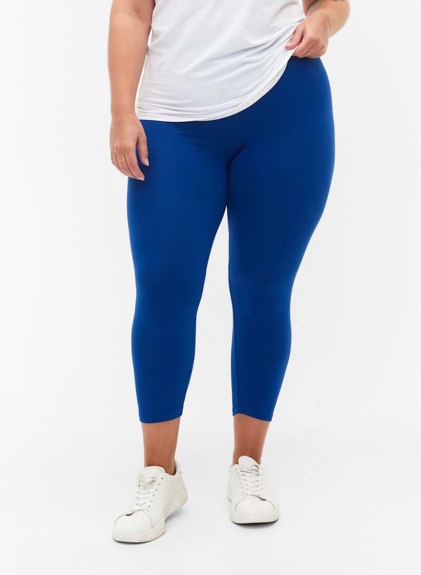 Basic 3/4-Leggings aus Viskose, Blau, Model image number 0