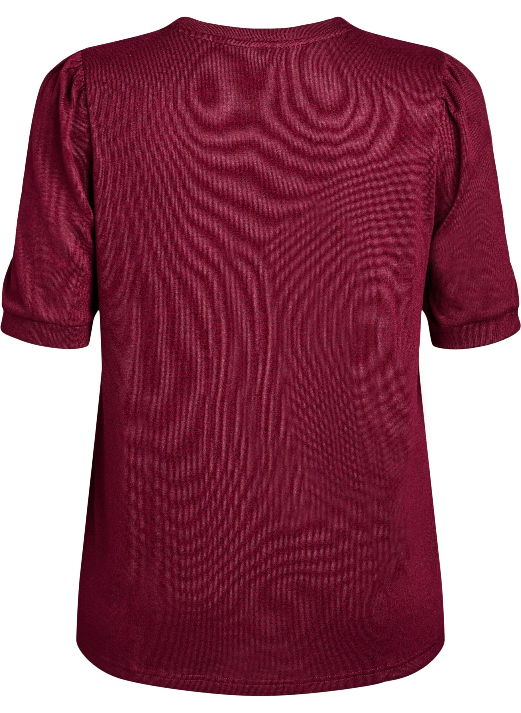 ZizziBluse mit Knopfdetail und kurzen Puff&auml;rmeln, Dunkles Bordeaux, Packshot image number 1