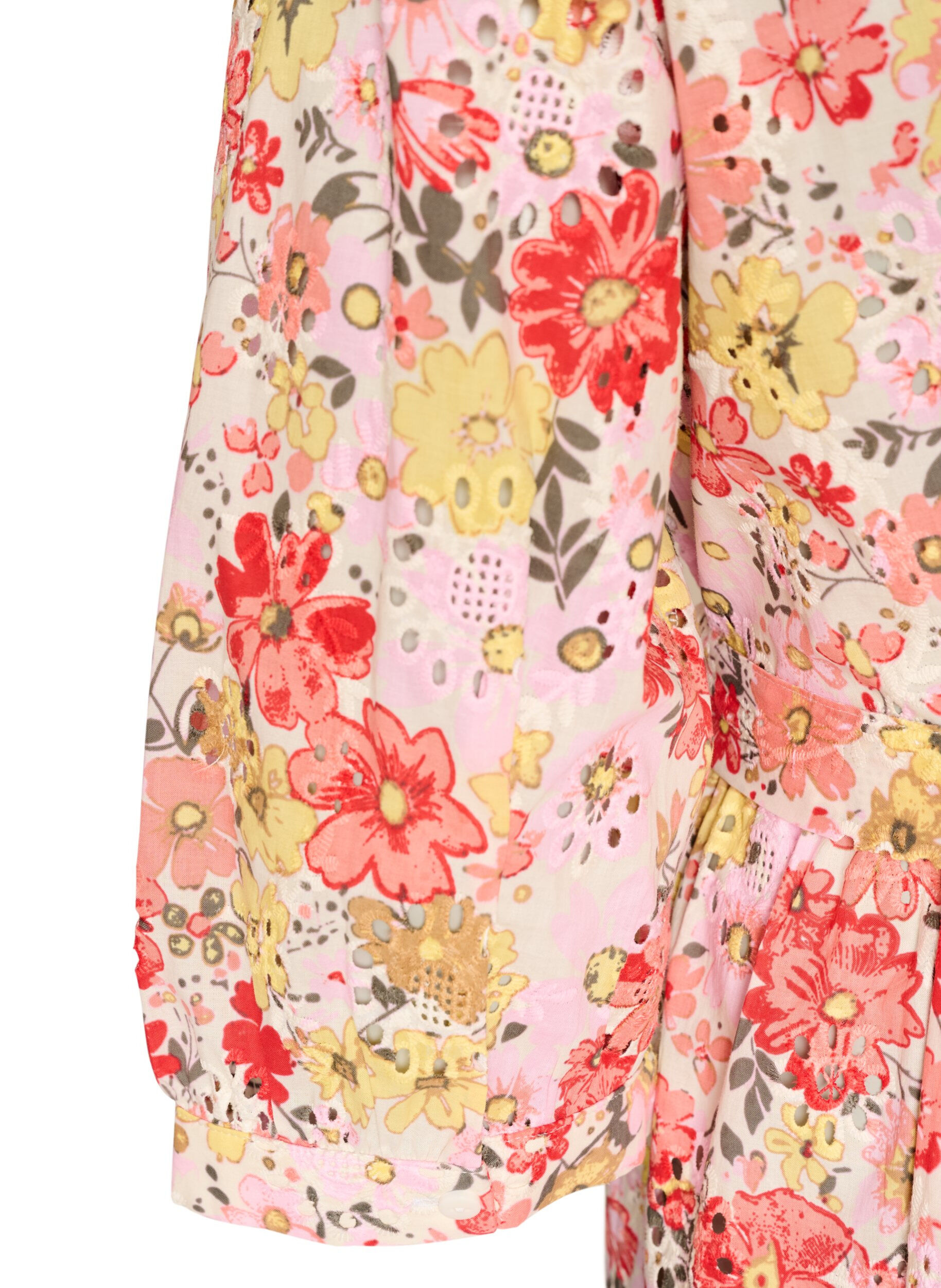 ZizziRobe midi fleurie en broderie anglaise et ceinture &agrave; nouer, Rose, Packshot image number 3