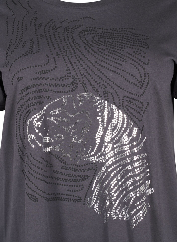 Baumwoll-T-Shirt mit Druck, Asphalt w. Tiger, Packshot image number 2