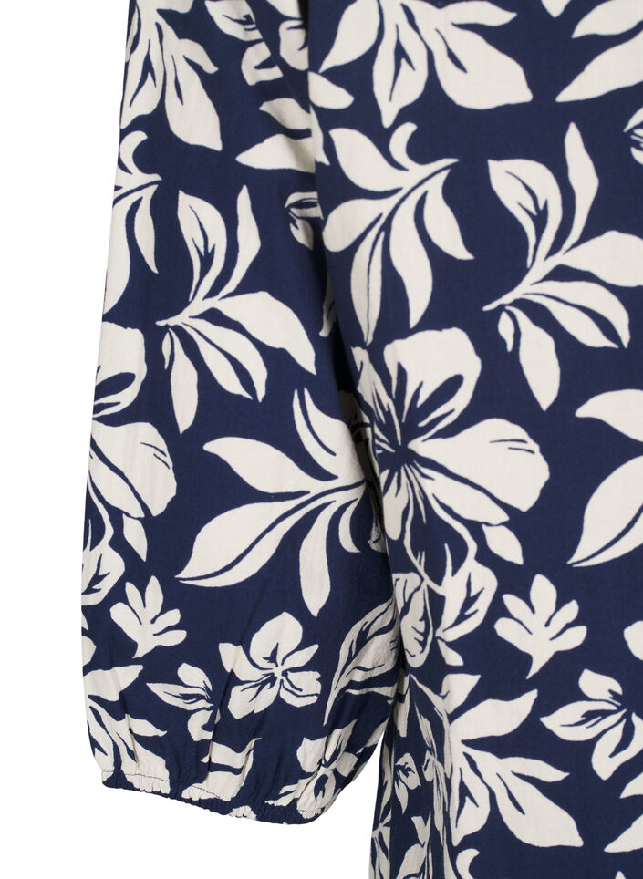 Baumwollbluse mit 3/4-Ärmeln und Print, Naval Academy Flower, Packshot image number 3