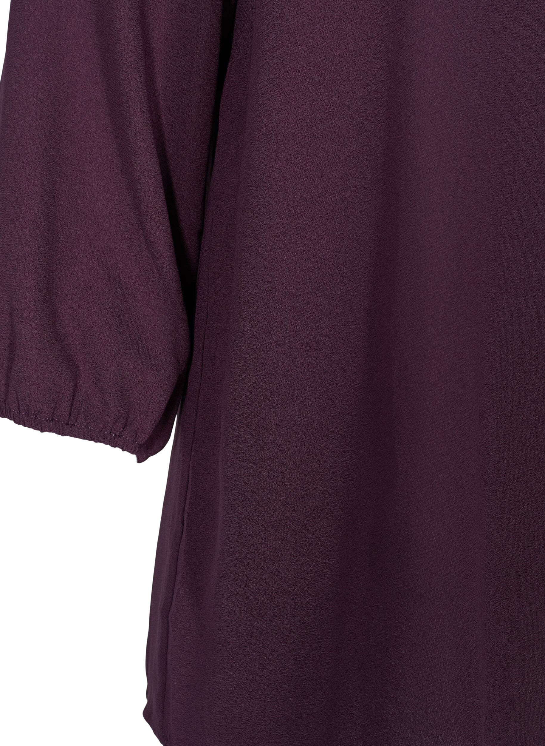 Zizzi Blouse unie avec dentelle et manches 3/4, Plum Perfect, Packshot image number 3