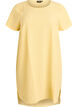 Robe courte avec texture froiss&eacute;e et manches courtes, Jaune clair, Packshot image number 0