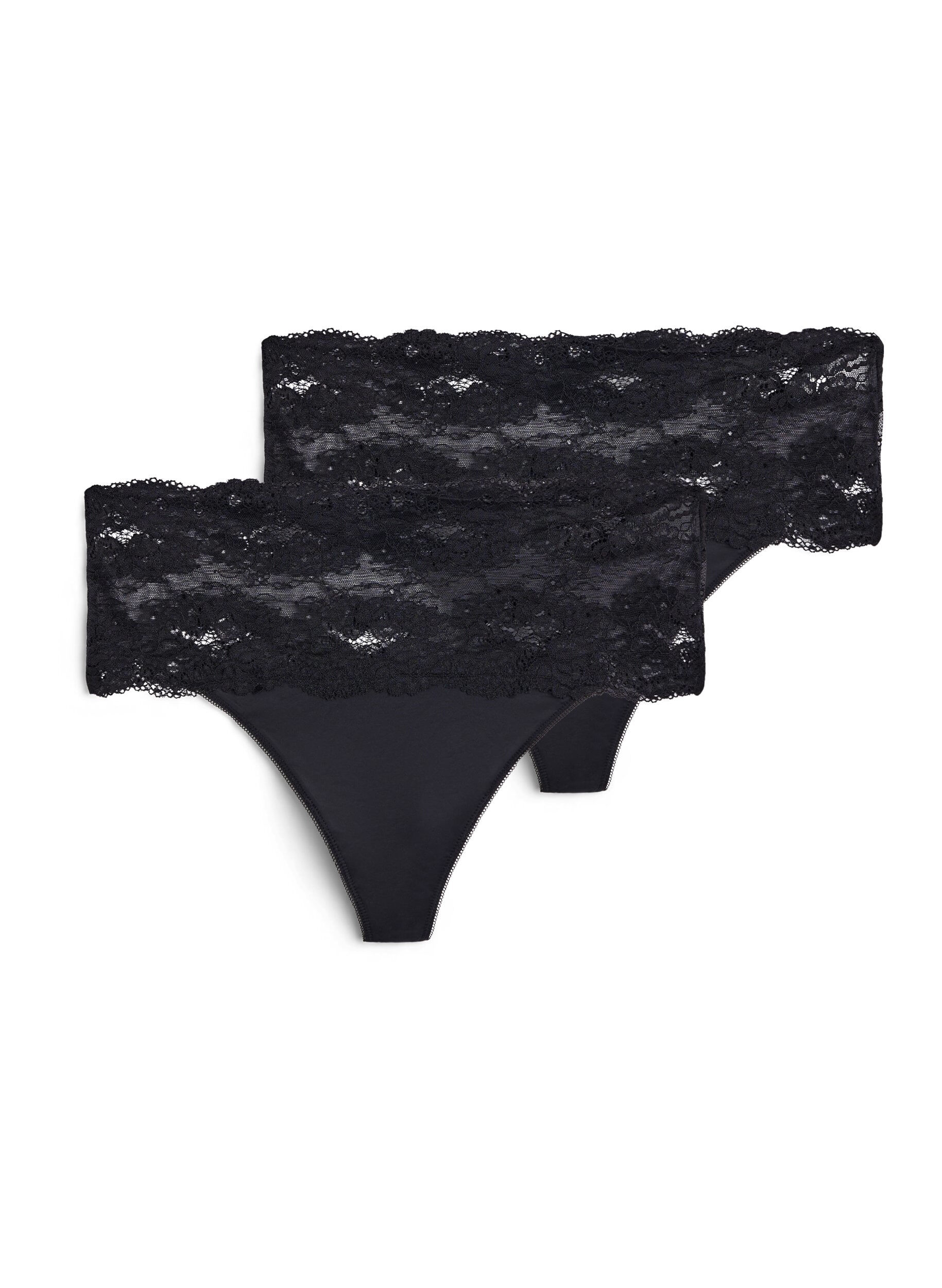 String lot de 2 avec bord large en dentelle