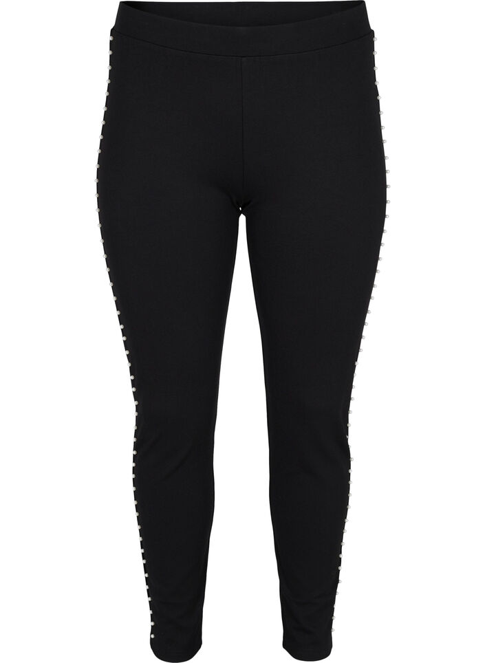 Leggings mit Perlen, Black, Packshot image number 0