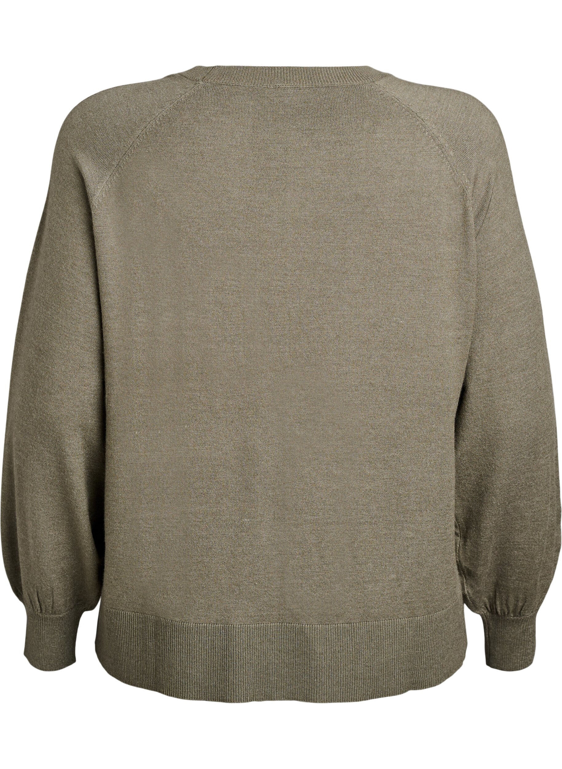 Zizzi Strickbluse mit Mittelnaht und Raglan&auml;rmeln, Gr&uuml;n, Packshot image number 1