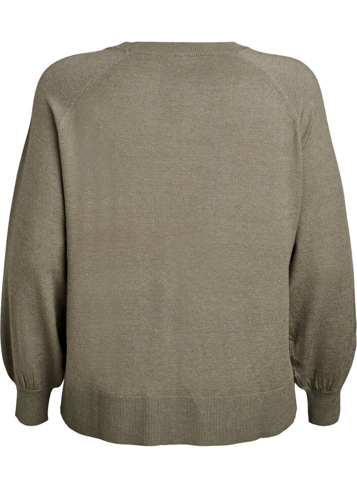 Blouse en maille avec couture centrale et manches raglan, Vert Kaki, Packshot image number 1