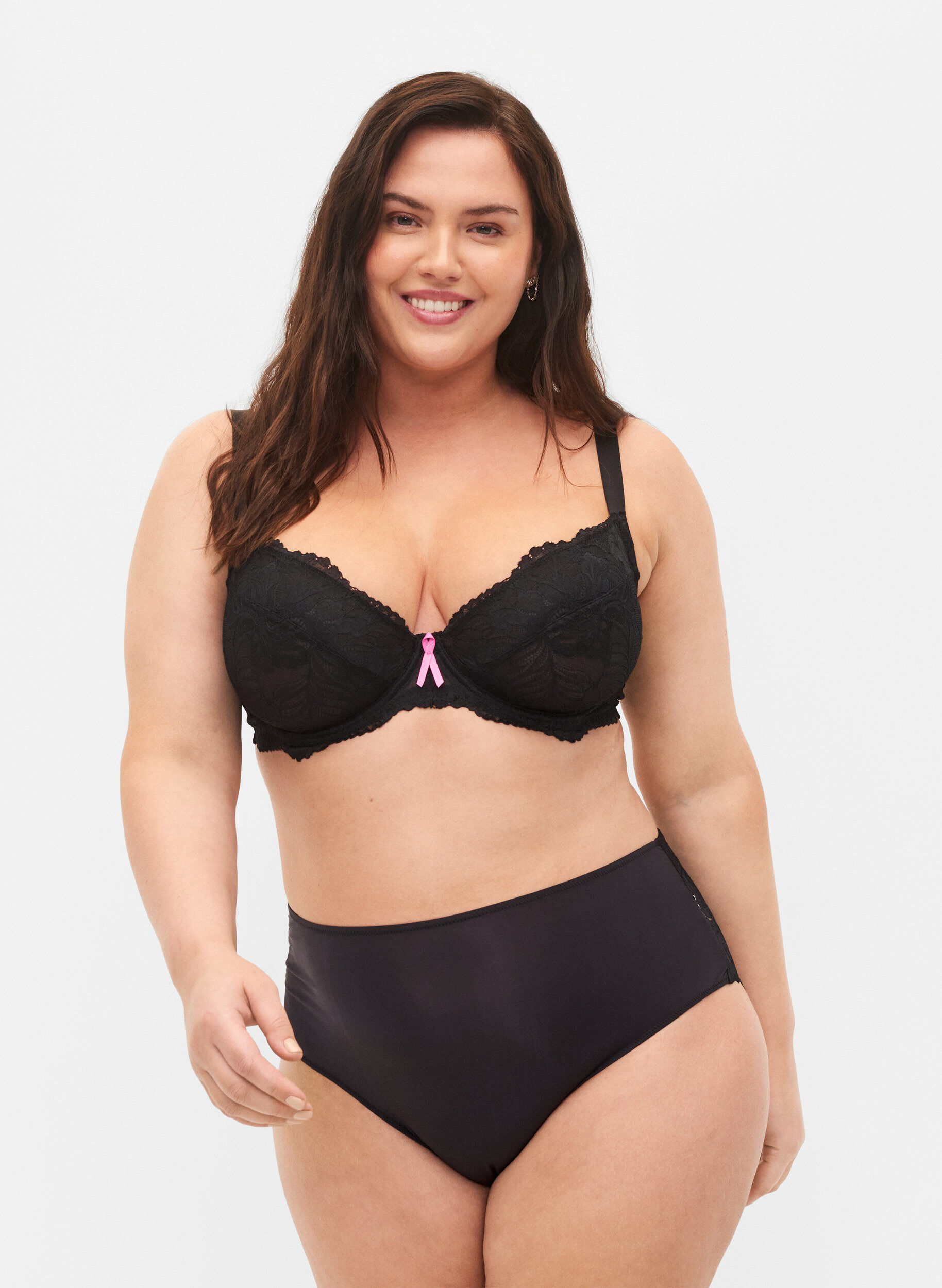 Zizzi Support the breasts &ndash; Slip mit Spitze, Black, Model image number 0