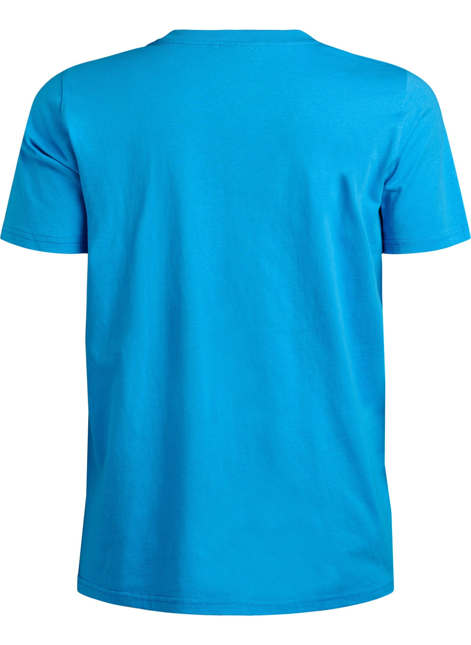 Zizzi Basic T-Shirt aus Baumwolle mit Rundhalsausschnitt, Blau, Packshot image number 1