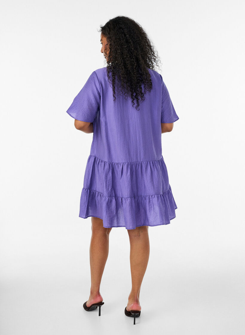 Strukturiertes A-Linien-Kleid, Lila, Model image number 2