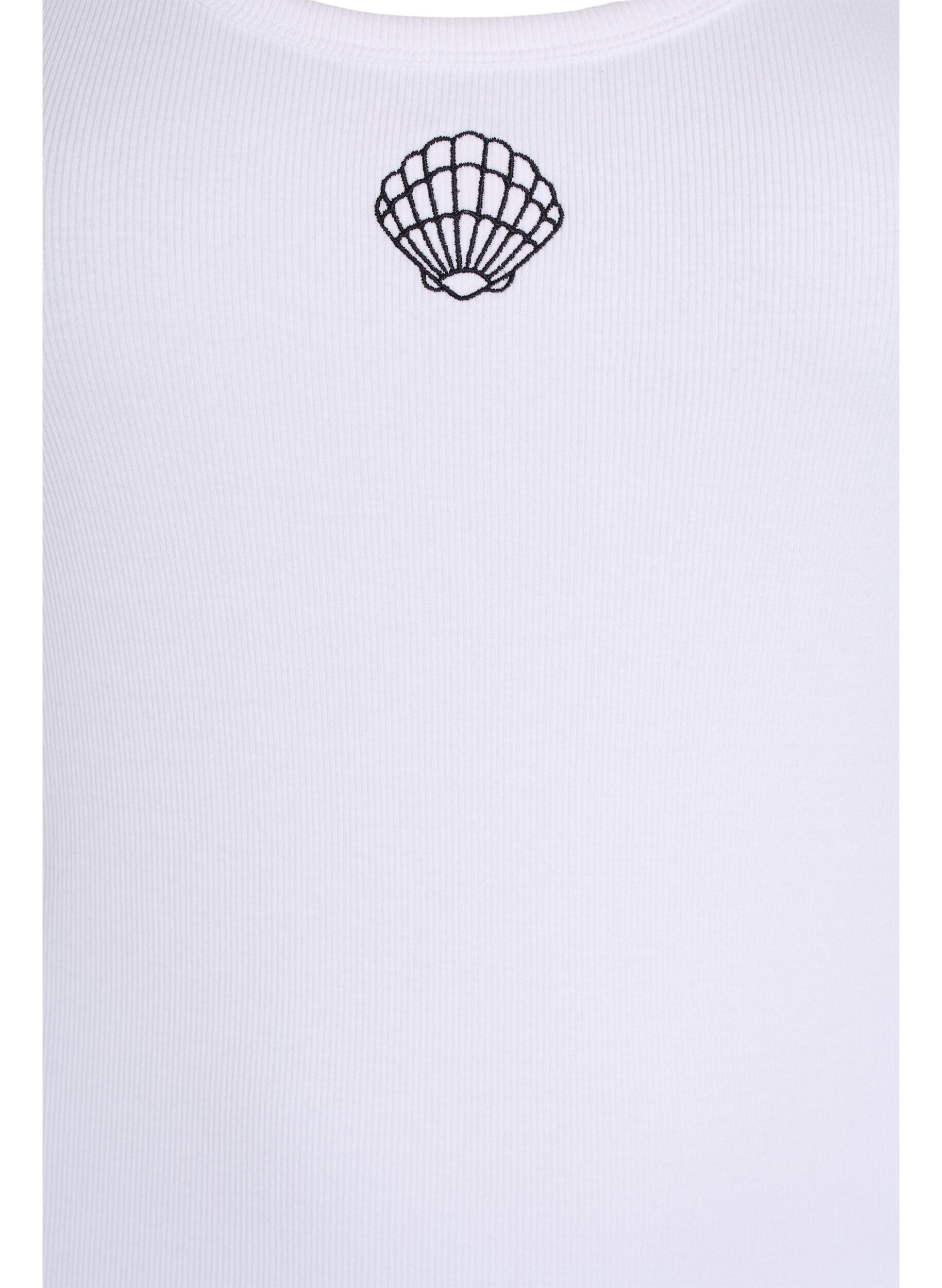 Zizzi Haut ajust&eacute; avec motif, Blanc, Packshot image number 2