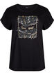 T-Shirt aus Bio-Baumwolle mit Golddruck, Black W. Free, Packshot image number 0