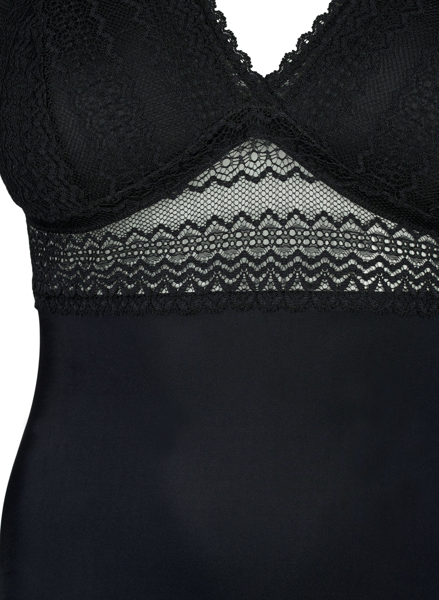 Zizzi Body mit Spitze und leicht gepolsterten Cups, Black, Packshot image number 2