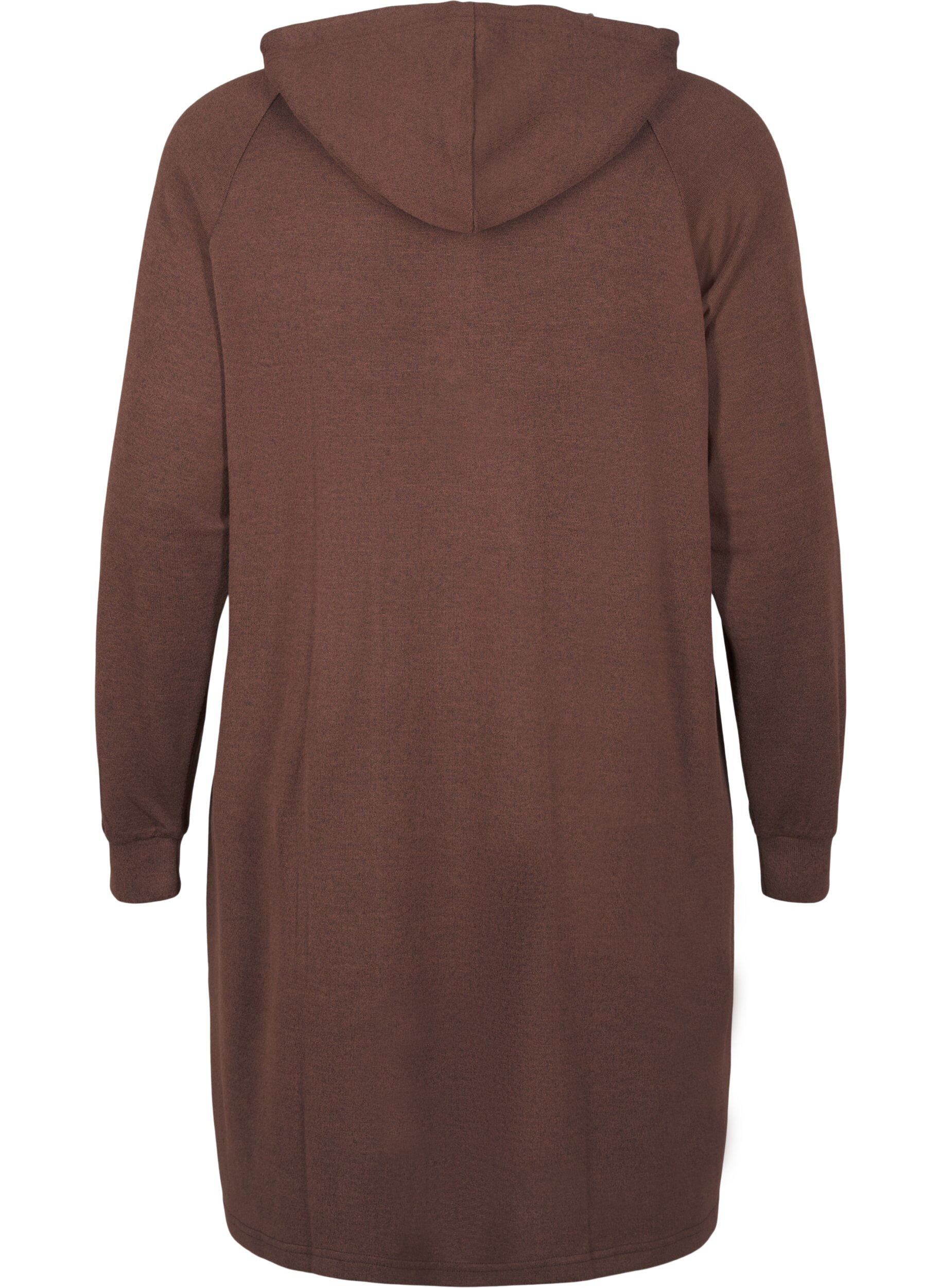 Zizzi Langarm-Sweatkleid mit Kapuze, Chocolate M. M&eacute;l., Packshot image number 1