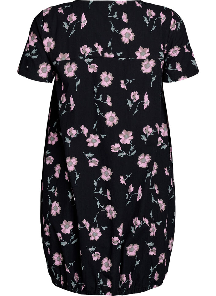 Robe en coton &agrave; manches courtes avec imprim&eacute;, Noir, Packshot image number 1
