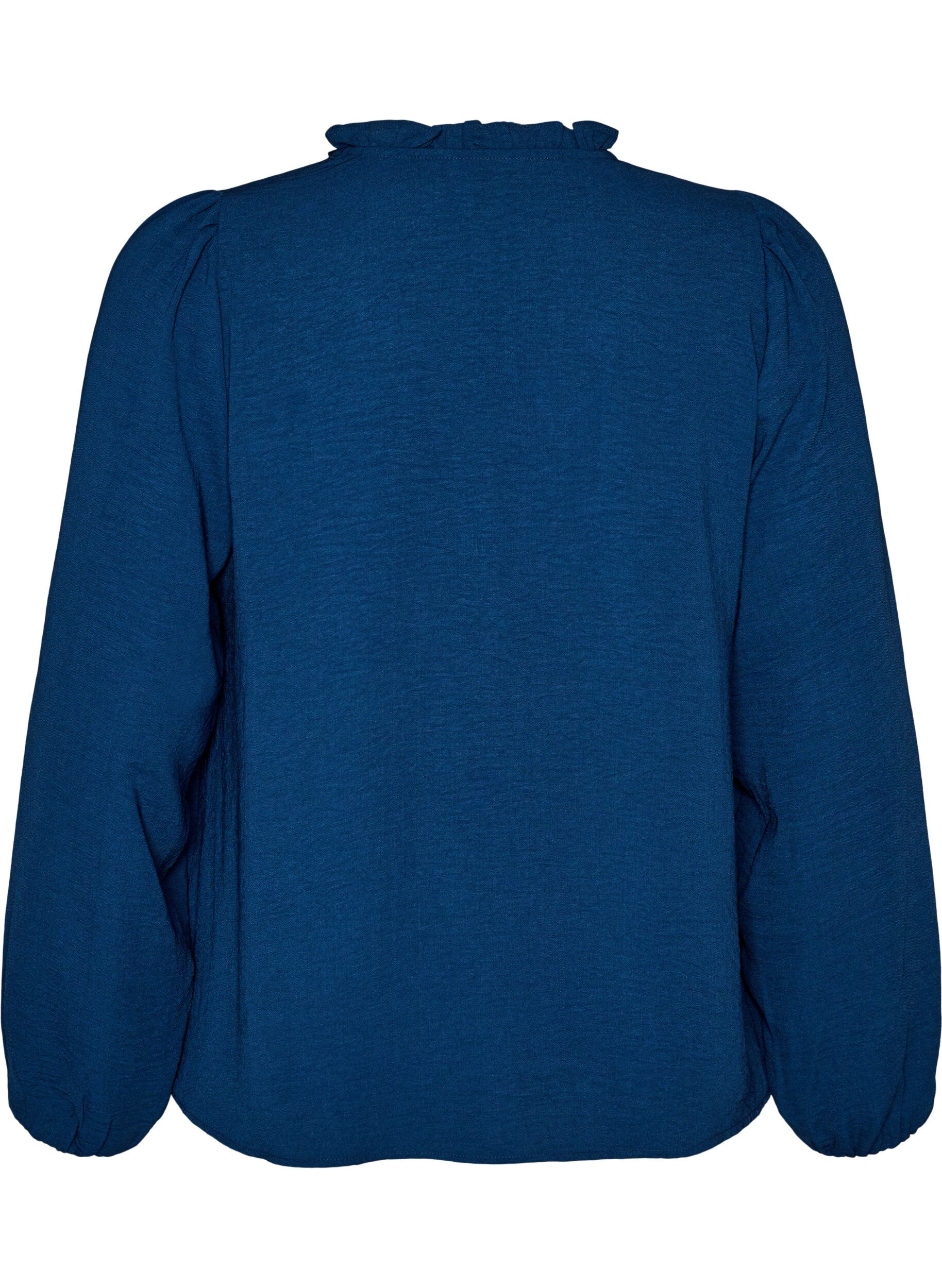 ZizziBlouse avec col en V et bande en crochet, Bleu, Packshot image number 1