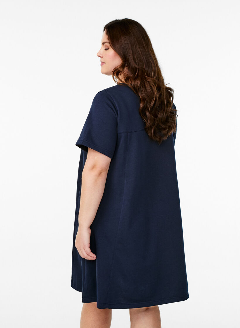 Robe en jersey à manches courtes et poches, Bleu, Model image number 2